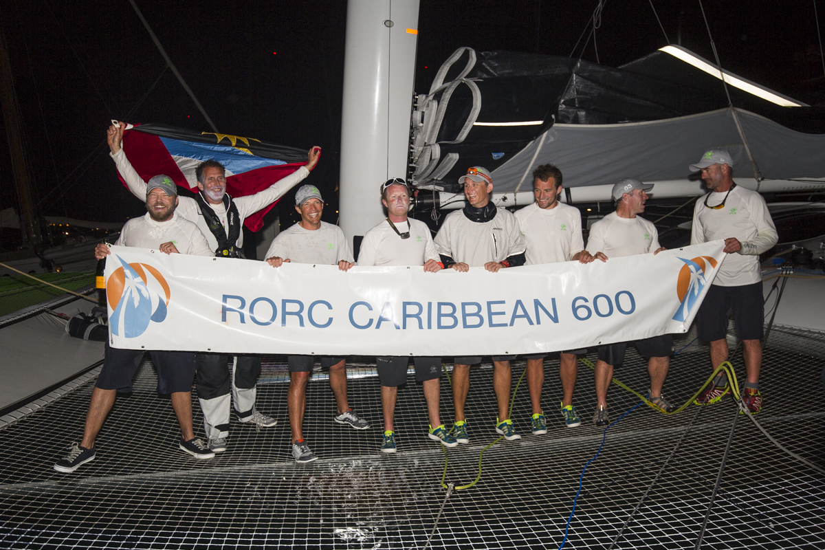 Team Phaedo celebrating thier record creaking race © RORC/Emma Louise Wynn Jones
