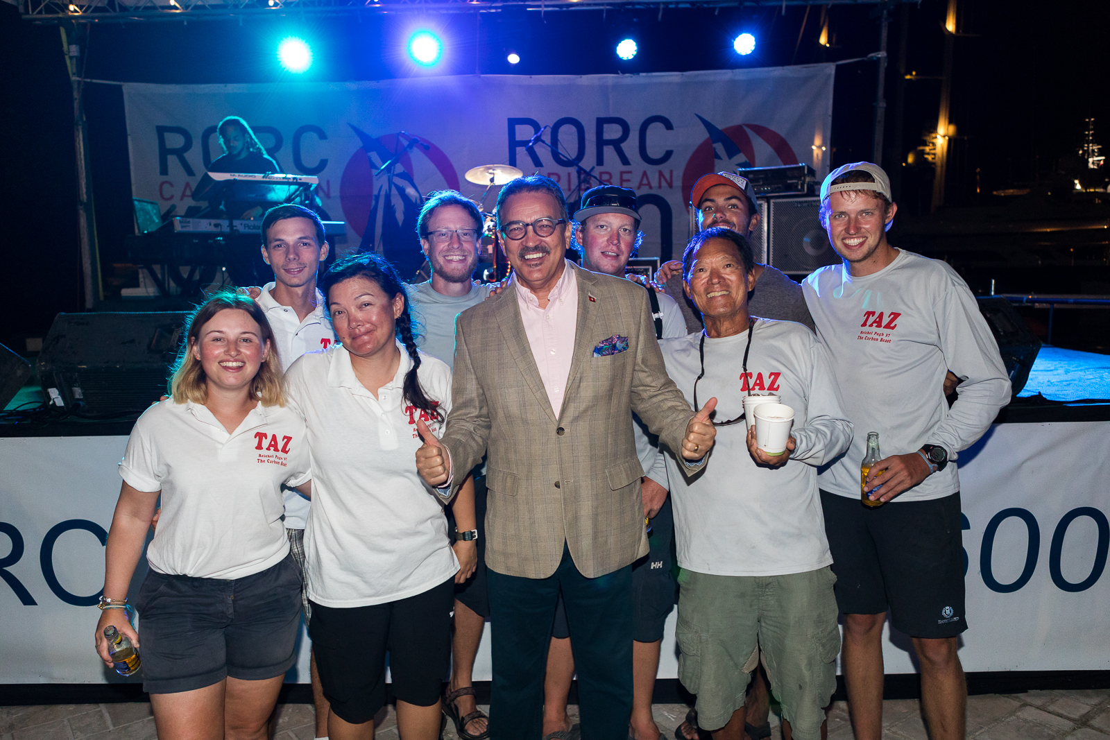 The Hon. Charles ‘Max’ Fernandez, Minister of Tourism & Economic Development (here with Team TAZ) welcomed sailors to the 11th edition © RORC/Arthur Daniel 