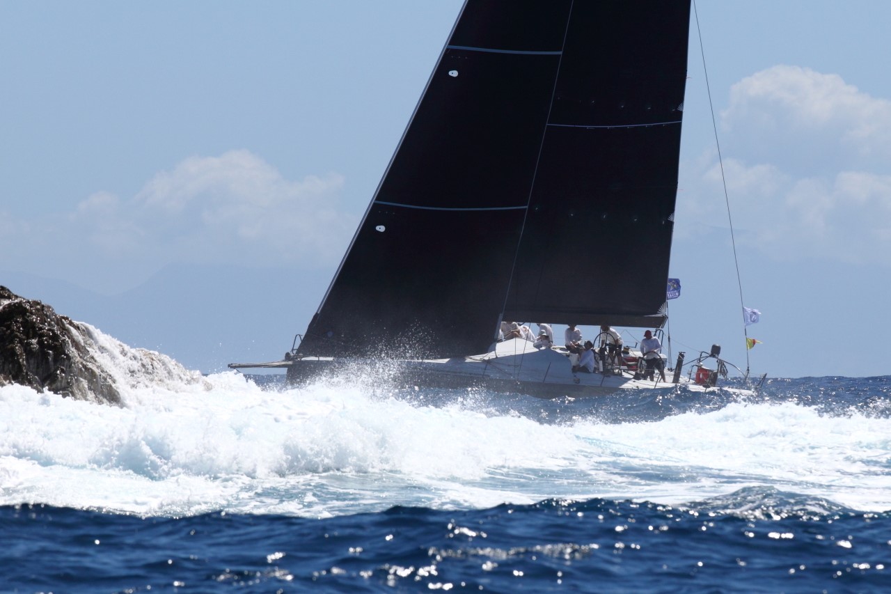 Eric de Turckheim's NMD54 Teasing Machine (FRA) at St Barths on the second day of the RORC Caribbean 600 © Tim Wright/Photoaction.com