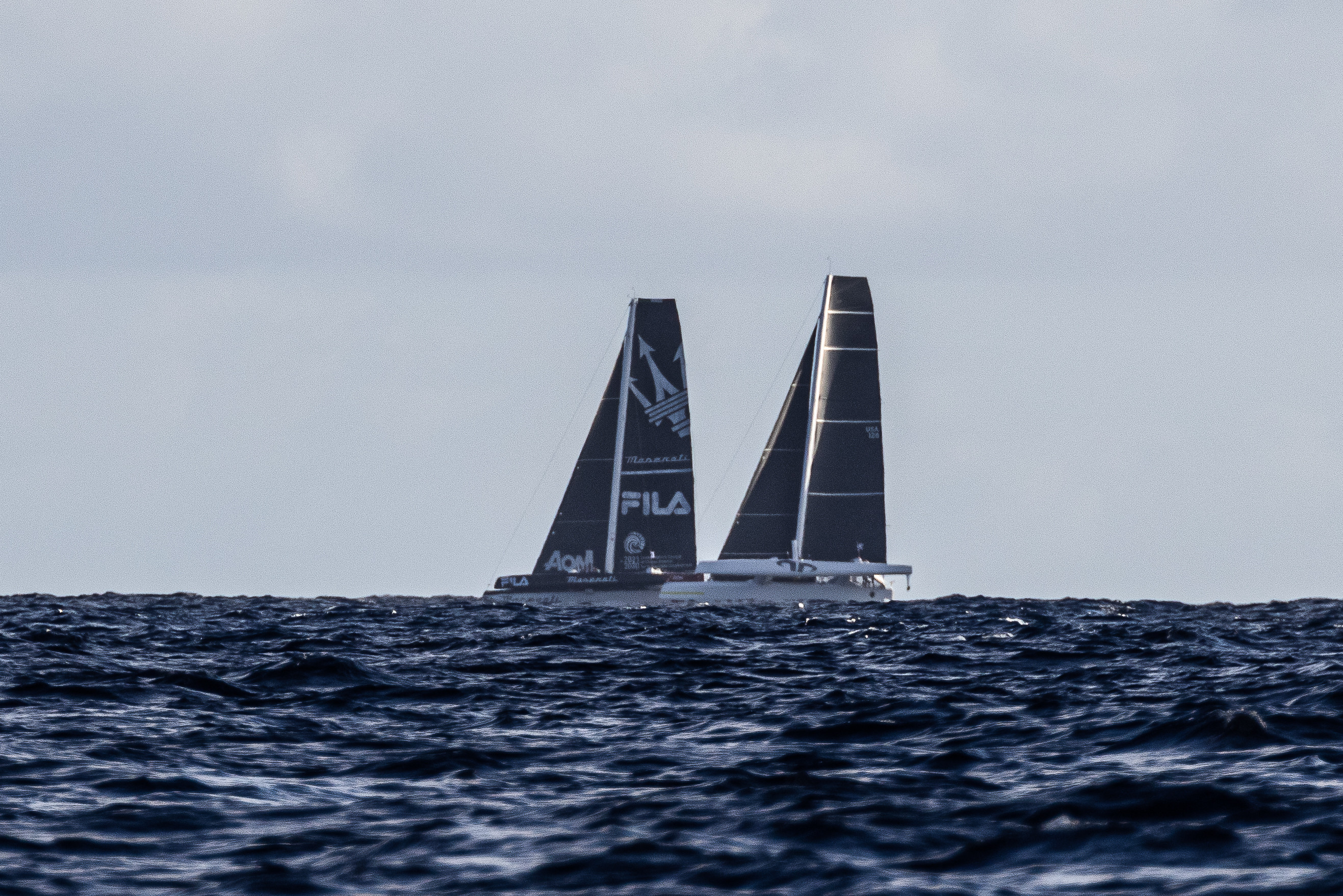 Jason Carroll’s MOD 70 Argo (USA) crossed the finish line of the RORC Caribbean 600 to take Multihull Line Honours and set a new Multihull Race Record of  29 hours, 38 mins, 44 secs. © Arthur Daniel/RORC