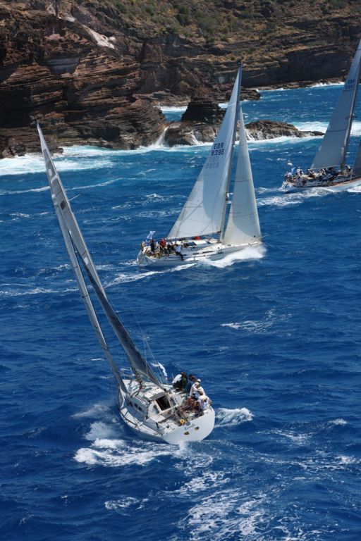 Zarafa tacking upwind on the first leg of the course. Credit: RORC/Tim Wright/www.photoaction.com