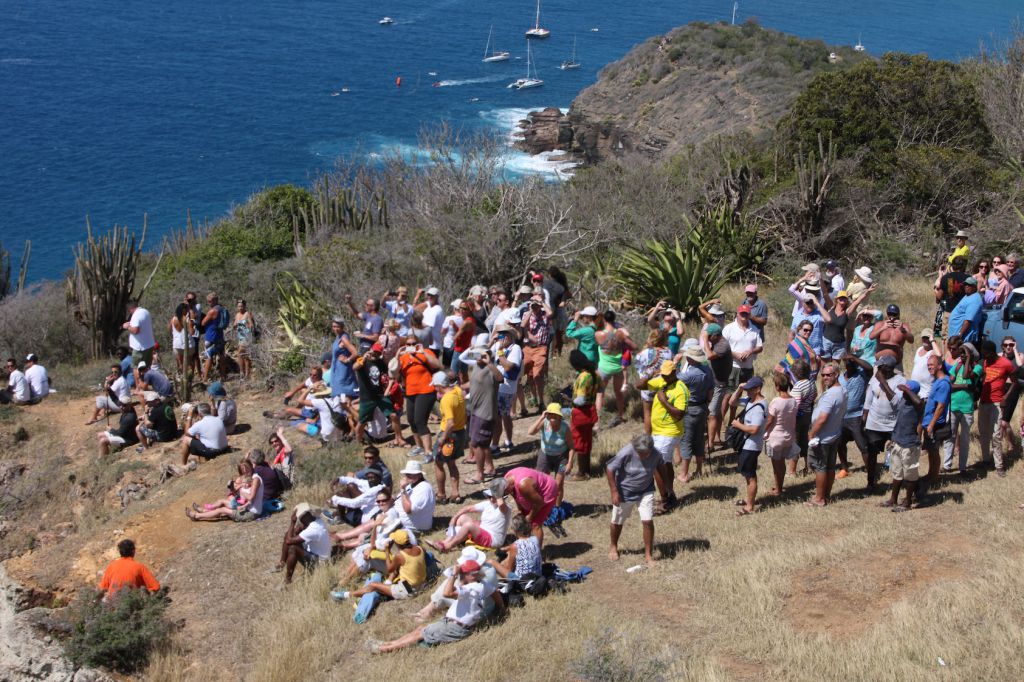 Hundreds of spectators watched the start of the 8th RORC Caribbean 600 from ashore and on the water Credit: RORC/Tim Wright