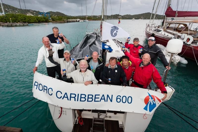 Celebrating their IRC Two victory - Ossie Stewart and Ross Applebey's British Dufour 45, Scarlet Island Girl  © RORC/Arthur Daniel