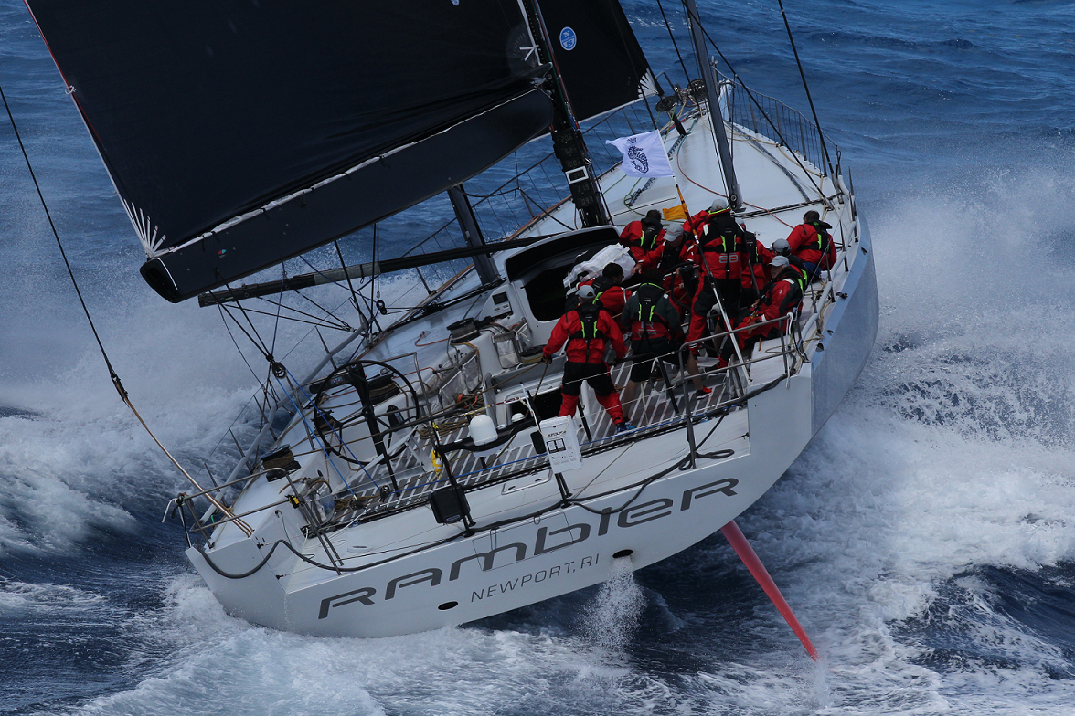 George David's American Maxi Rambler 88 crossed the finish line in Antigua on Wednesday 21st February at 01:21:45 AST in an elapsed time of 1 day 13 hours 41 minutes and 45 seconds, setting a new monohull race record.