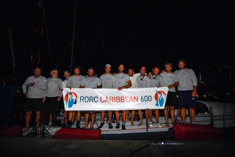 The team on Eric de Turckheim's Teasing Machine after finishing the RORC Caribbean 600 © James Tomlinson/RORC